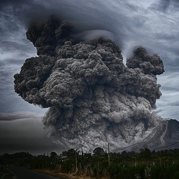 An erupting volcano